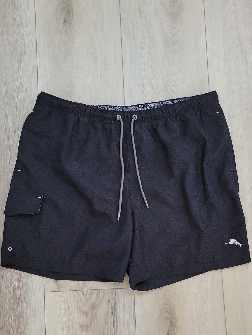 Tommy Bahama Black Men's Swim Board Shorts with Drawstring